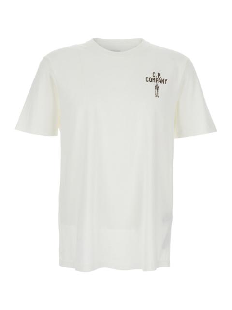 C.P. Company C.P. Company Men White Crewneck T-Shirt With Logo Detail On The Front And Maxi Logo On The Rear In C