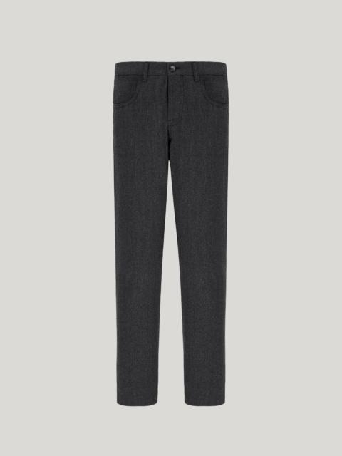 Canali CHARCOAL GRAY FIVE POCKET FLANNEL IMPECCABILE WOOL PANTS