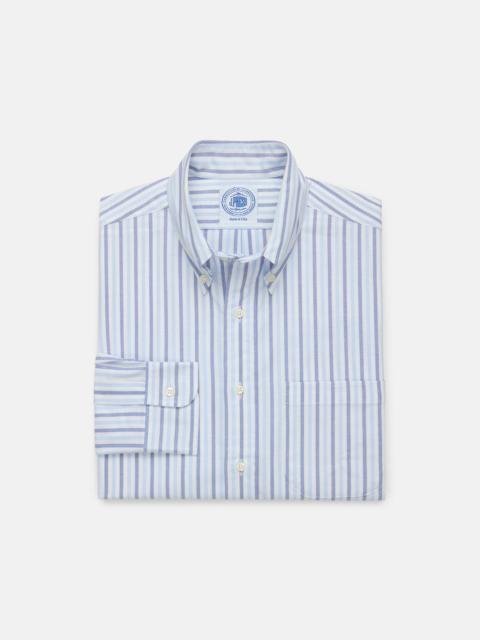 J. PRESS MADE-IN-USA BLUE & LIGHT BLUE BOLD STRIPE OXFORD SPORT SHIRT - CLASSIC FIT
