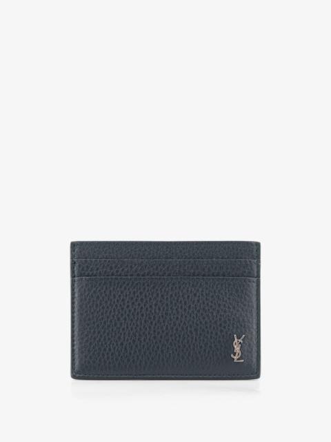 SAINT LAURENT Saint Laurent Tiny Cassandre Textured Leather Card Holder