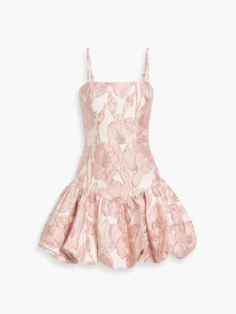 PatBO Petal metallic floral-jacquard mini dress