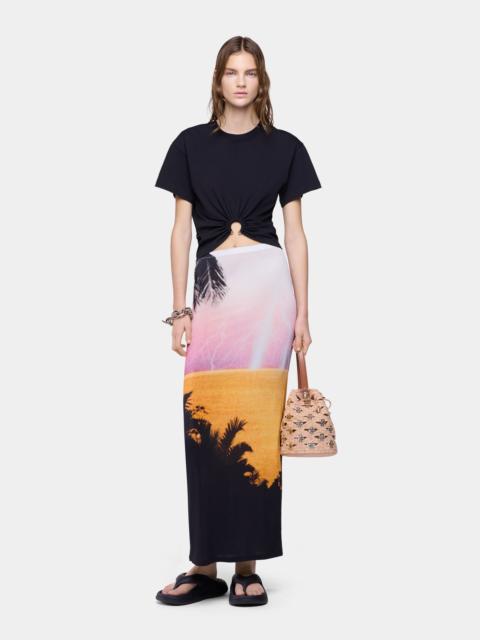 rabanne MAXI SKIRT IN THUNDERSTORM-PRINTED SECOND-SKIN JERSEY