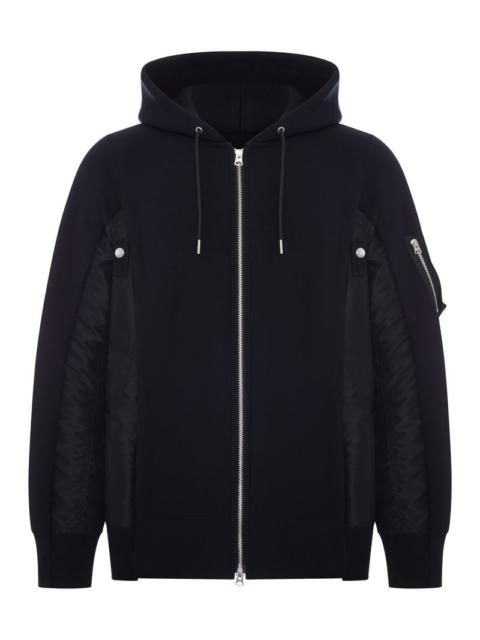 sacai Sacai Men Cotton And Nylon Zip-Up Hoodie