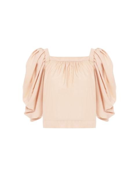 Chloé PUFF-SLEEVE PLEATED TOP IN SILK POPLIN