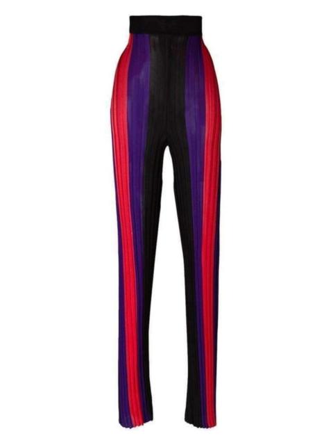 Balmain High Waist Ribbed Striped Pants