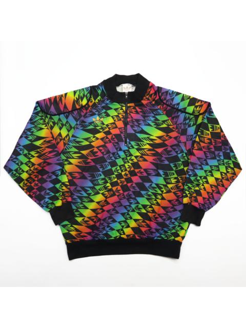 adidas Monogram Logo Rainbow Multi Color Half-Zip Crewneck