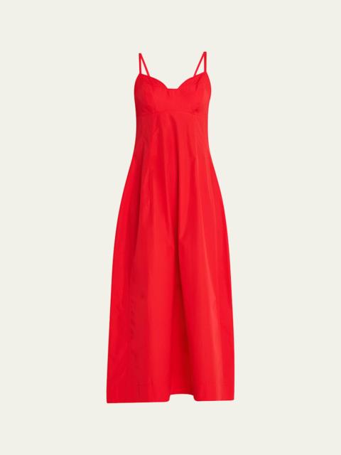 CO Bustier-Cut Sleeveless Cotton Midi Dress