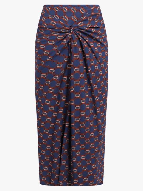Dries Van Noten SMILA DRAPED MOSAIQUE PRINT MIDI SKIRT | BLUE
