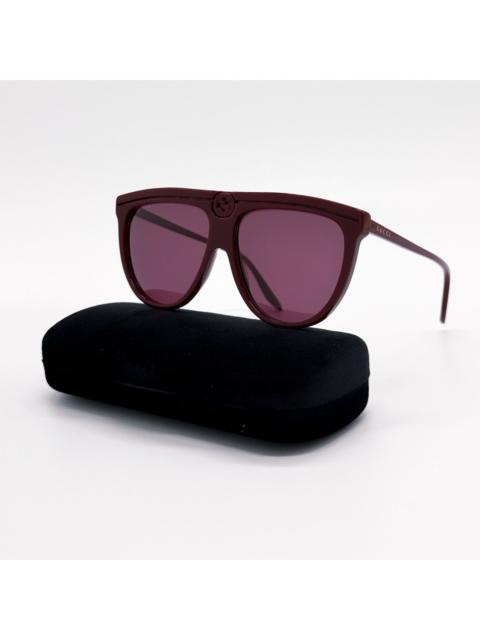 GUCCI NWT Gucci GG0732S 003 Burgundy Shield Unisex Sunglasses Auth