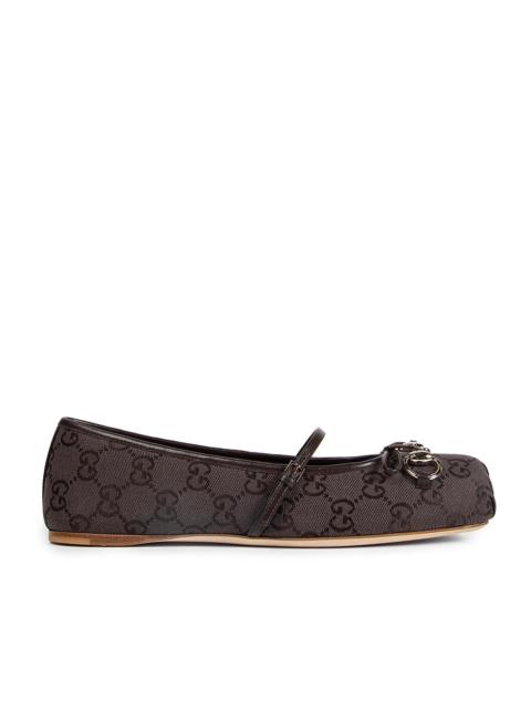 GUCCI Gucci Bow Horsebit Tweed Ballet Flat