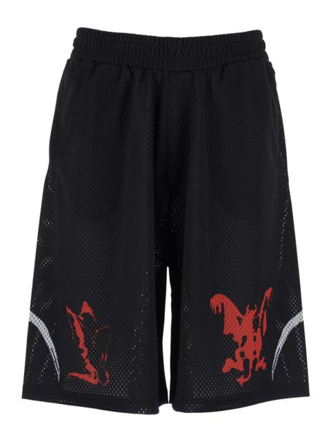 Other Designers 44 Label Group Men Black Shorts With Perforated Design And Elasticated Waistband In Tech Fabric Man