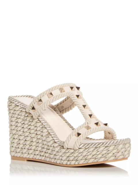 Valentino Women's Rockstud Espadrille Platform Wedge Sandals