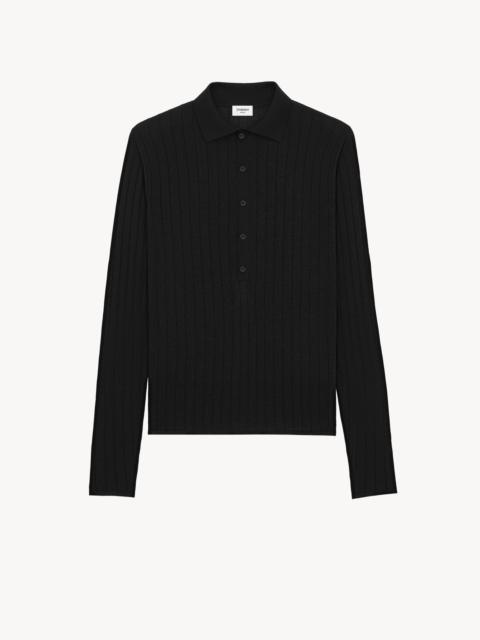 SAINT LAURENT POLO IN POINTELLE FLAT-RIB WOOL