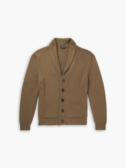 TOM FORD Shawl-collar ribbed silk and wool-blend cardigan