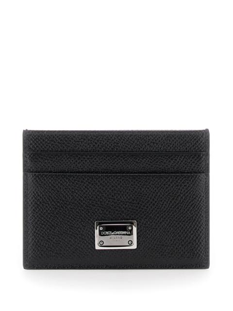 Dolce & Gabbana Men Black Card Holder With Logo Plaque On The Front In Grained Leather Man