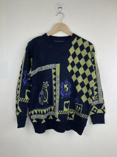 Other Designers Designer × Vintage - VINTAGE ALAIN CAZALIS PARIS FULL PRINTED KNIT SWEATSHIRT
