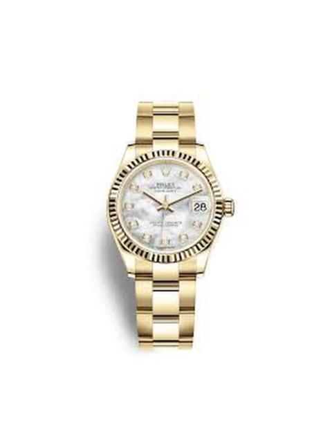 ROLEX Rolex Datejust 31 Mother of Pearl Diamond Dial Ladies 18kt Yellow Gold Oyster Watch 278278MDO