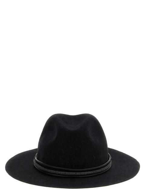 Brunello Cucinelli Jewel Leather Hat Hats Gray