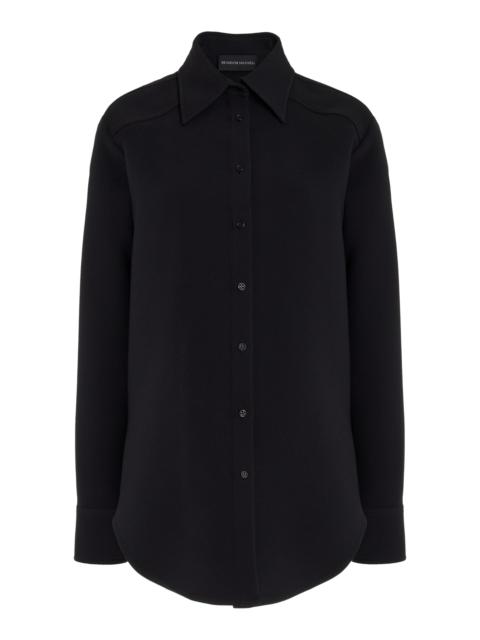 BRANDON MAXWELL The Vince Western-Yoked Wool-Silk Crepe Shirt black