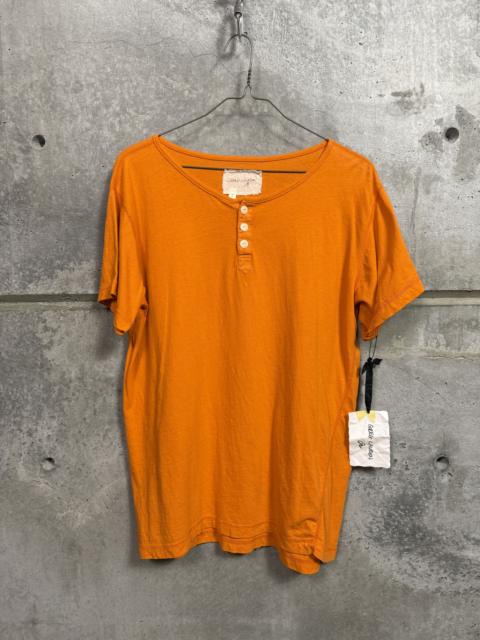 Greg Lauren Greg Lauren Orange Short Sleeve Henley T-Shirt