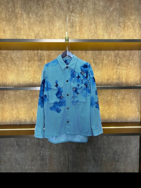 Louis Vuitton Louis Vuitton Blue Watercolor Monogram Denim Button Up Shirt
