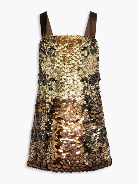 Oscar de la Renta Velvet-trimmed sequined tulle mini dress