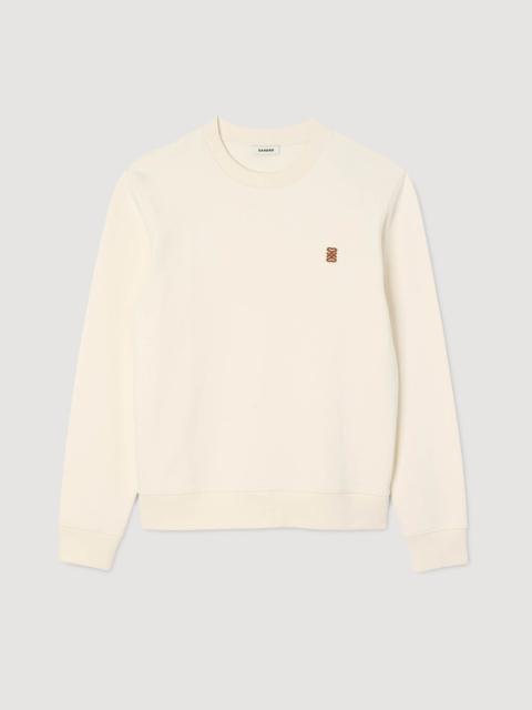 Sandro OVERSIZED SWEATSHIRT WITH LEATHER PATCH