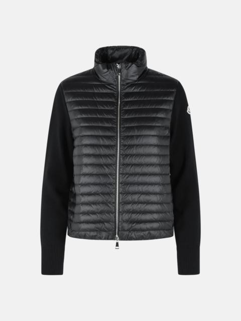 Moncler PADDED VIRGIN WOOL CARDIGAN WITH BLACK ZIP