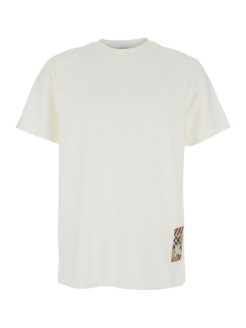 Burberry Burberry Men White T-Shirt With Logo Patch With Check Motif On The Front In Cotton Man