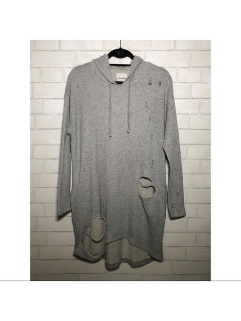 Other Designers Better Be - Grey Distressed Hooded Sweatshirt Mini Dress/Tunic