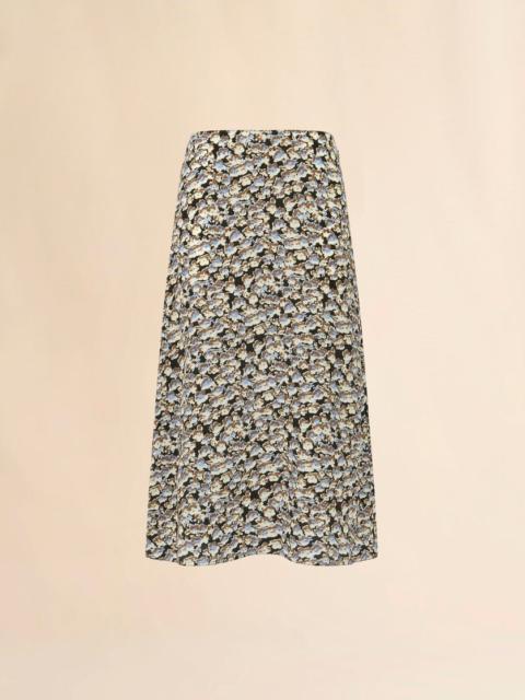Marni BLACK CRÊPE DE CHINE FLUID SKIRT WITH ANEMONES PRINT