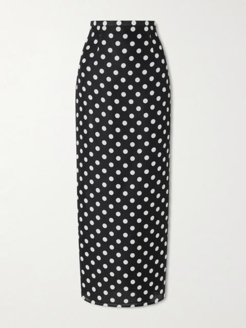 KHAITE Winton Polka-dot Silk Midi Skirt