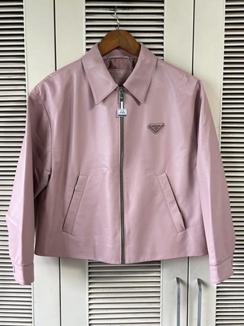 Prada Prada Leather Pink Lambskin Triangle Logo Jacket