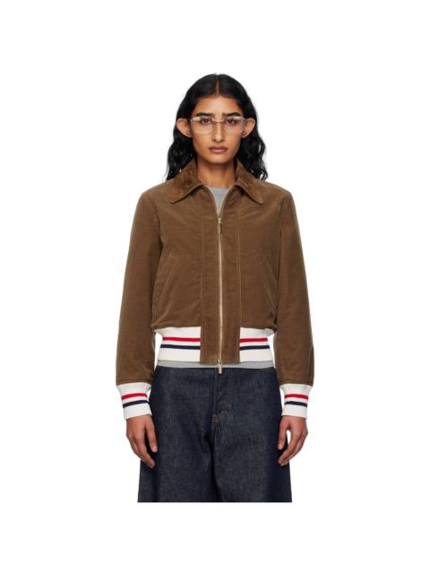 Thom Browne Brown Wale Corduroy Cropped Down Flight Jacket