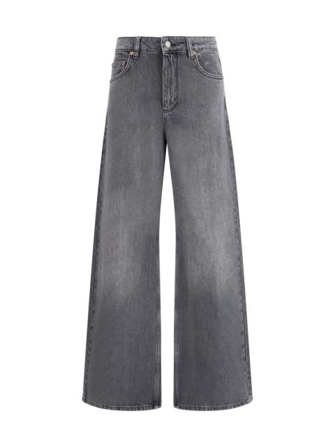Marine Serre Marine Serre Women Moon Laser Grey Wash Denim High-Waist Flare Jeans