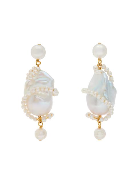 Completedworks Completedworks Carvings Pearl-embellished 18kt Gold Vermeil Drop Earrings