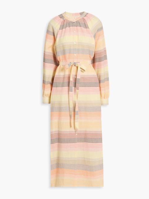lemlem Makeda belted striped cotton-blend maxi shirt dress