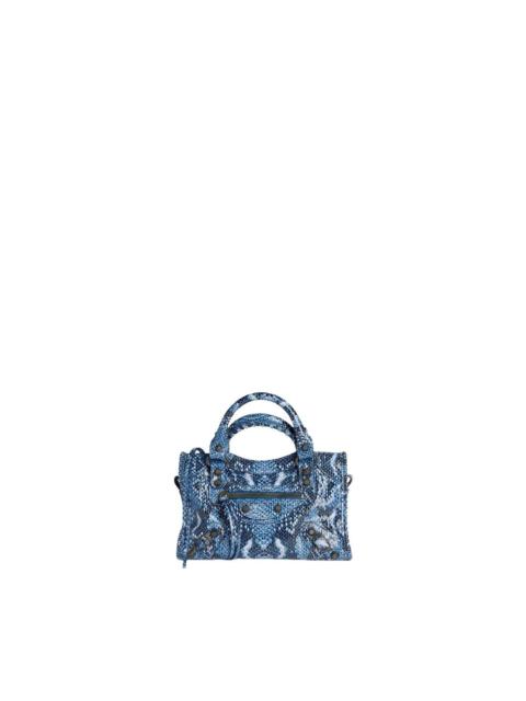 BALENCIAGA BALENCIAGA Le City Mini $2290 Blue Embossed Top Handle Bag N