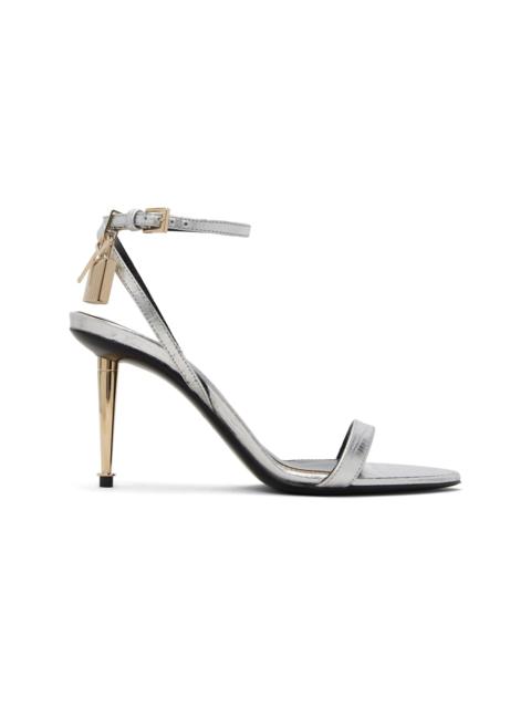 TOM FORD Silver Nappa Padlock Pointy Naked Heeled Sandals