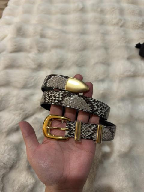 CELINE Celine Brand-New Exotic Leather Belt with Gold Buckle