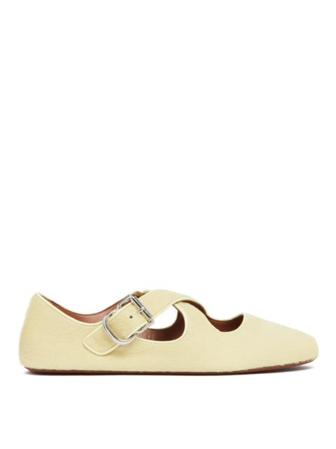Alaïa Yellow Cross-Strap Flat Ballerinas