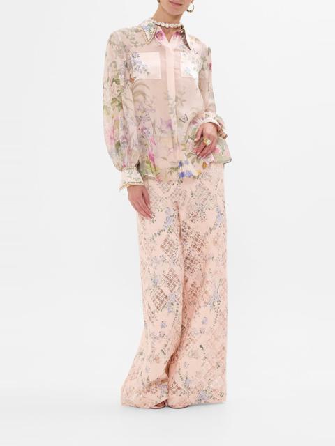 CAMILLA CURVED COLLAR BLOUSE WITH POCKETS