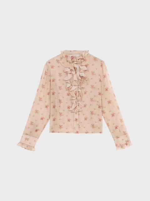 Blumarine GEORGETTE SHIRT WITH BOUQUET PRINT AND RUFFLES