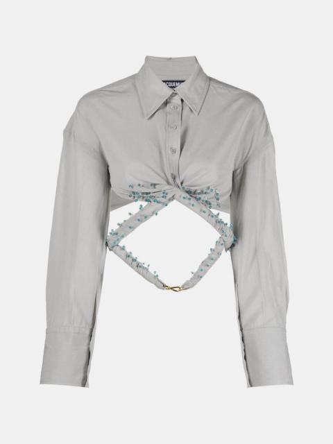 JACQUEMUS Light Grey 'La Chemise Perli' Shirt