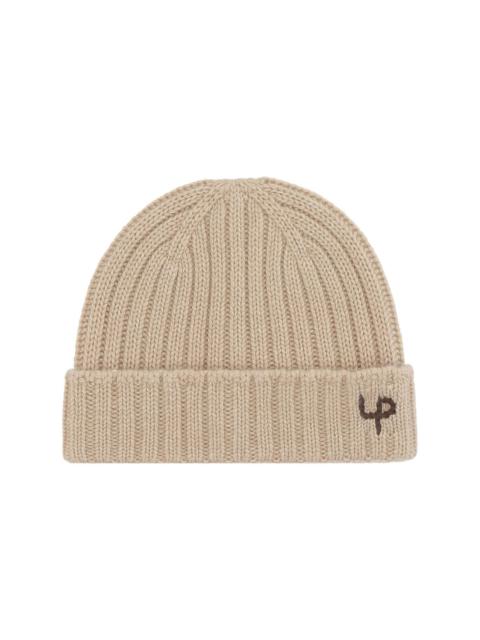 logo-embellished ribbed-knit beanie