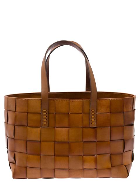 DRAGON DIFFUSION Dragon Diffusion Women Brown Woven Leather Double Handle Shopper Bag For Women