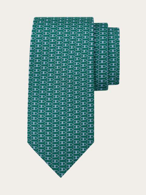 FERRAGAMO Gancini print silk tie