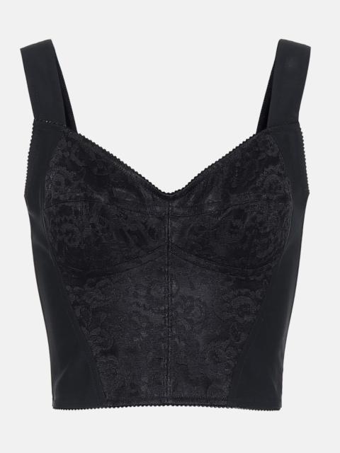 Dolce & Gabbana Lace-trimmed jacquard bustier