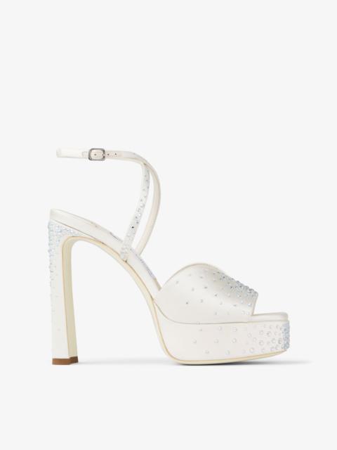 JIMMY CHOO Karli Platform 125
Ivory Satin Crystal Platform Sandals