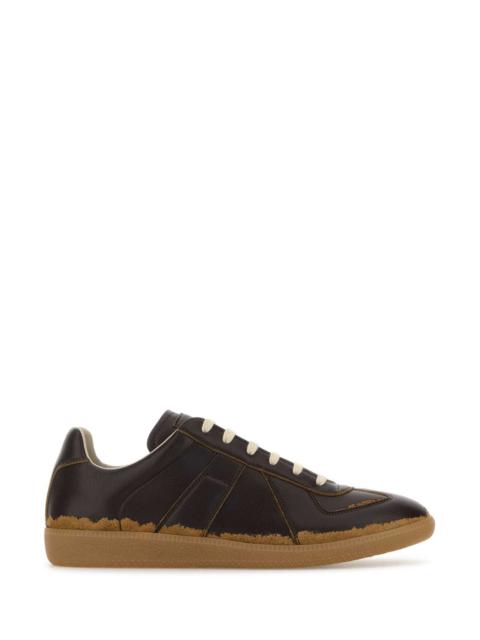 Maison Margiela Maison Margiela Men Dark Brown Leather Replica Sneakers